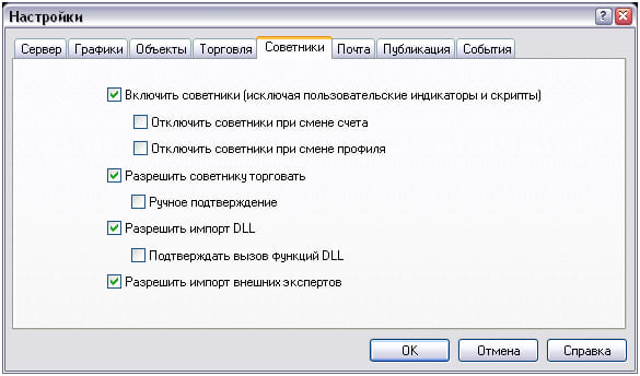 Настройка советника MQL Настройка советника MQL